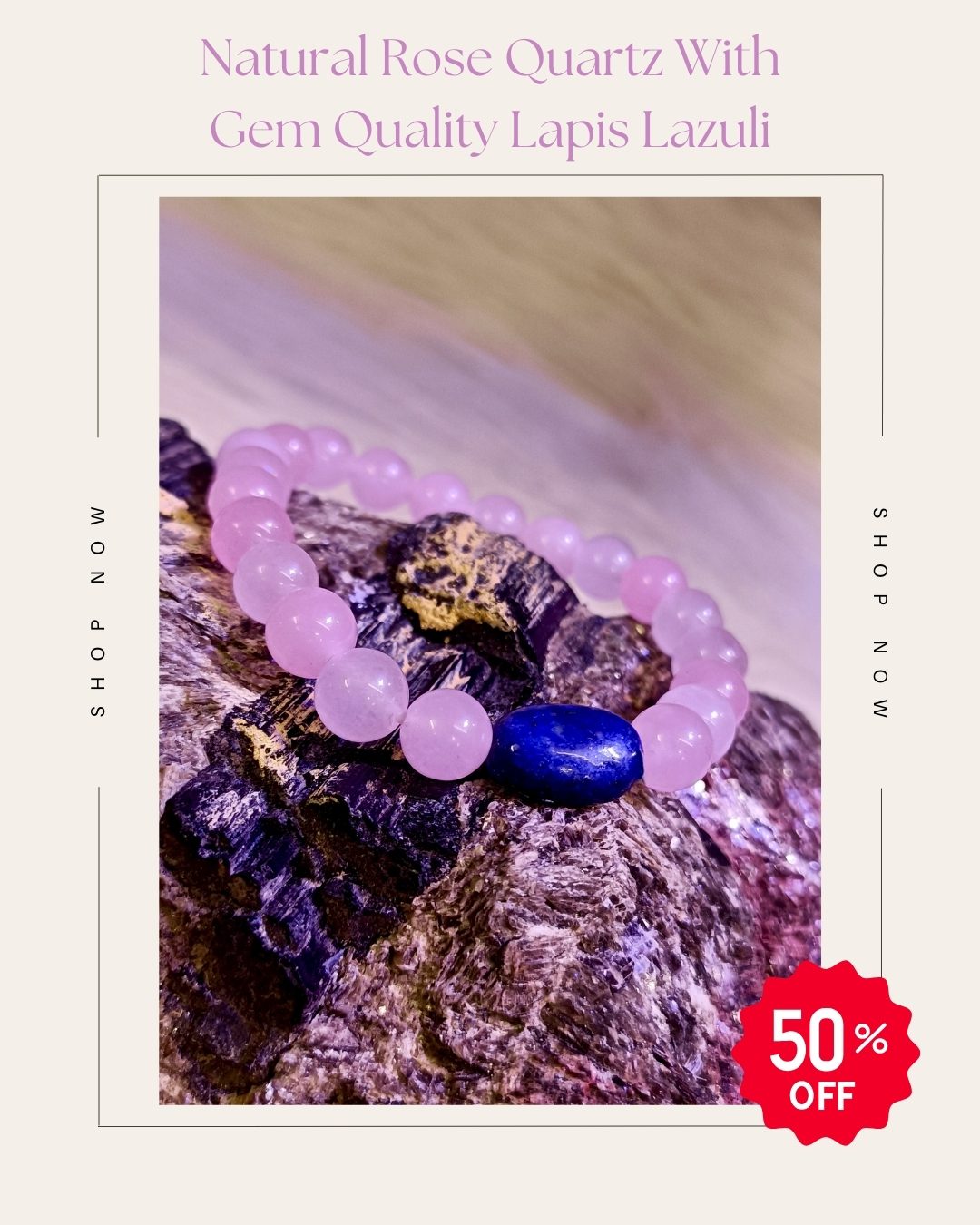 Natural Rose Quartz With Gem Quality Lapis Lazuli